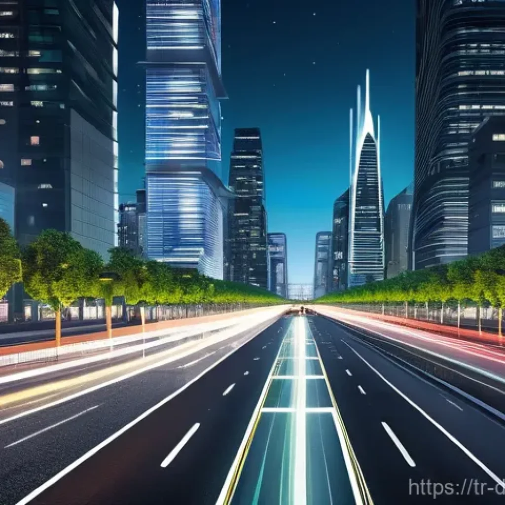 각 산업에서의 빅데이터 분석 프레임워크 사용 사례 - **Smart City Traffic and Environmental Management**
"A futuristic, vibrant smart city skyline at...
