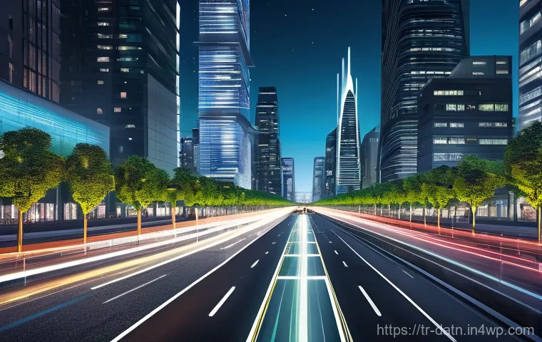 각 산업에서의 빅데이터 분석 프레임워크 사용 사례 - **Smart City Traffic and Environmental Management**
"A futuristic, vibrant smart city skyline at...