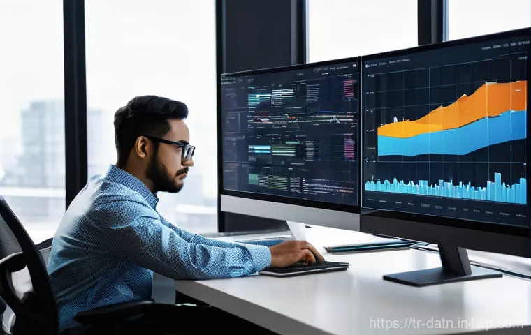 Python에서의 빅데이터 분석 라이브러리 비교 - **Prompt:** "A clean, modern office environment. A professional, smartly dressed data analyst (weari...
