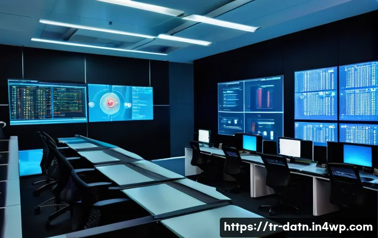 빅데이터 분석 프레임워크에서의 보안 문제 - A sophisticated data security control room in a modern Turkish corporate office, featuring diverse I...