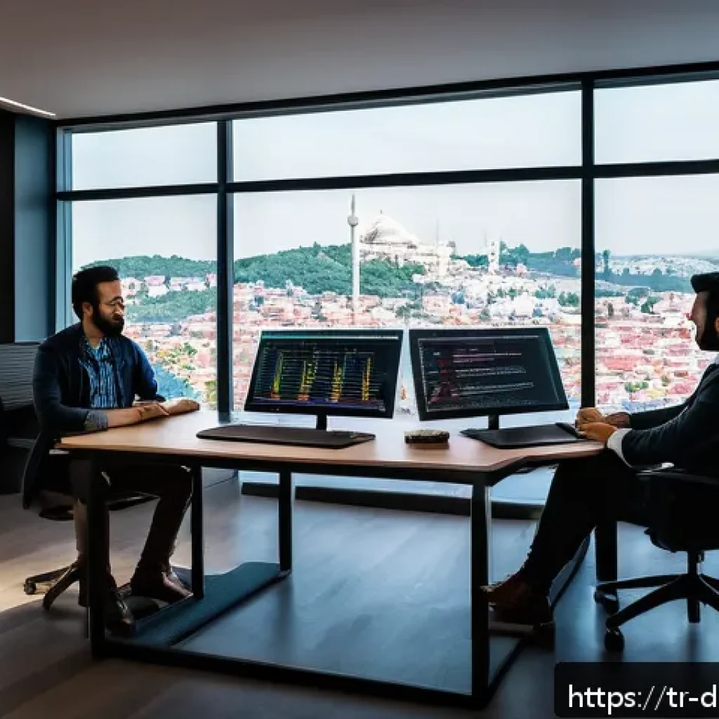 Apache Zeppelin과 Jupyter Notebook 비교 - A modern tech office environment in Istanbul, featuring a diverse team of Turkish data scientists co...