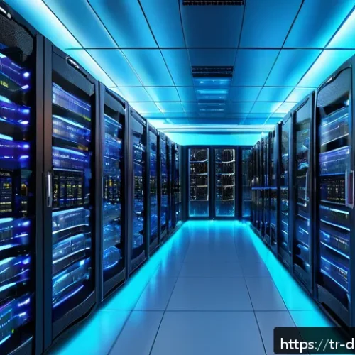Home 17 Apache Solr와 Elasticsearch의 비교 분석 - An intricate digital illustration depicting a high-tech data center environment showcasing Apache So...
