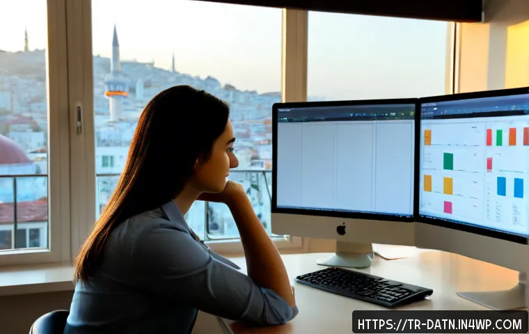 빅데이터 분석 프레임워크의 성능 튜닝 팁 - Photorealistic modern data engineering workspace in Istanbul, focused Turkish analyst wearing modest...